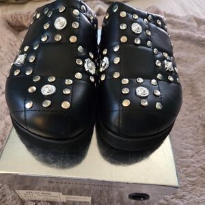 Azalea Wang Black Studded Women's Mules
